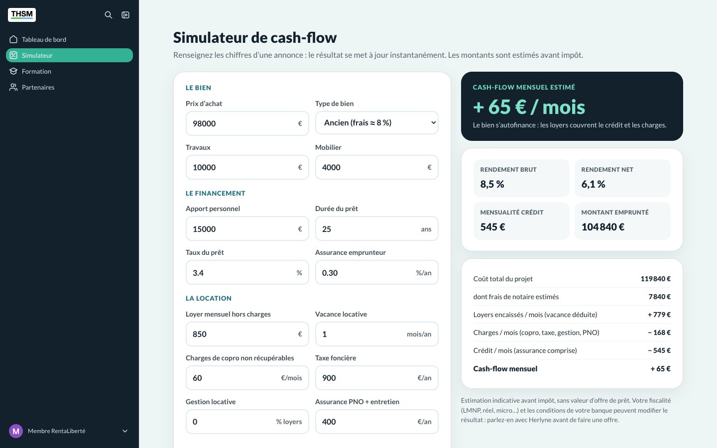 Simulateur de cash-flow